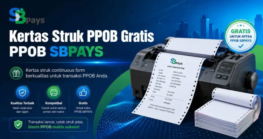 Kertas struk PPOB SBPAYS continuous form untuk printer dot matrix