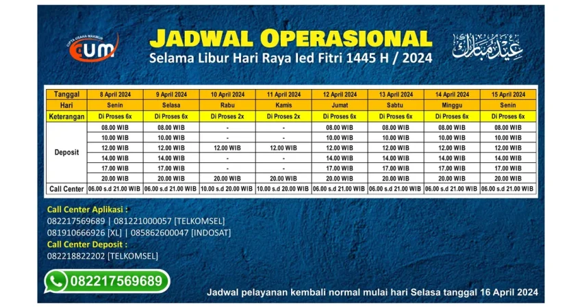 Arsip jadwal operasional Lebaran 2024 PPOB SBPAYS
