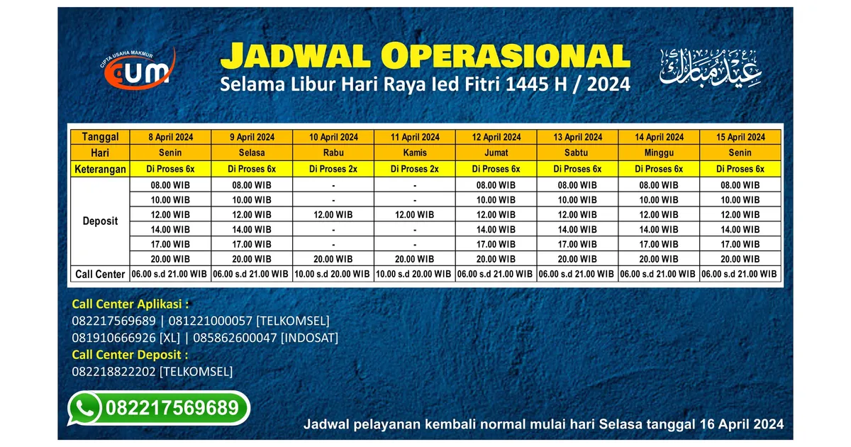 Arsip jadwal operasional Lebaran 2024 PPOB SBPAYS