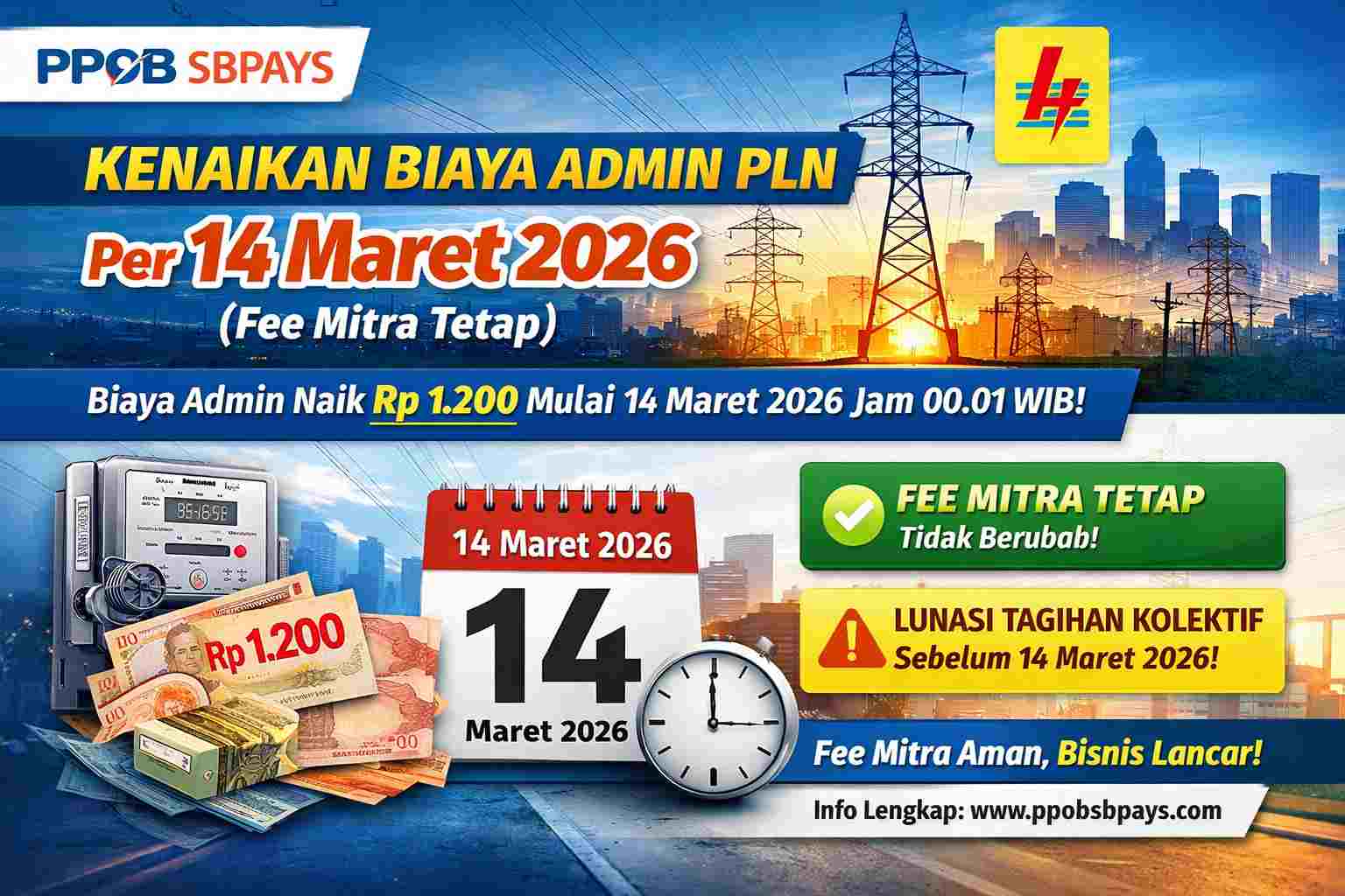 Kenaikan biaya admin PLN 2026