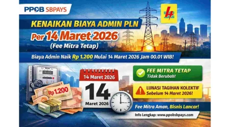 Arsip kenaikan biaya admin PLN SBPAYS per 14 Maret 2026