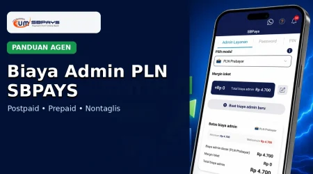 Biaya admin PLN Postpaid, Prepaid dan Nontaglis SBPAYS pada menu Admin Layanan