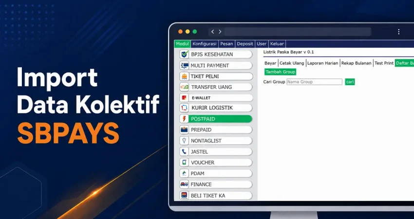 Tampilan aplikasi SBPAYS PC pada menu Daftar Bayar untuk import data kolektif