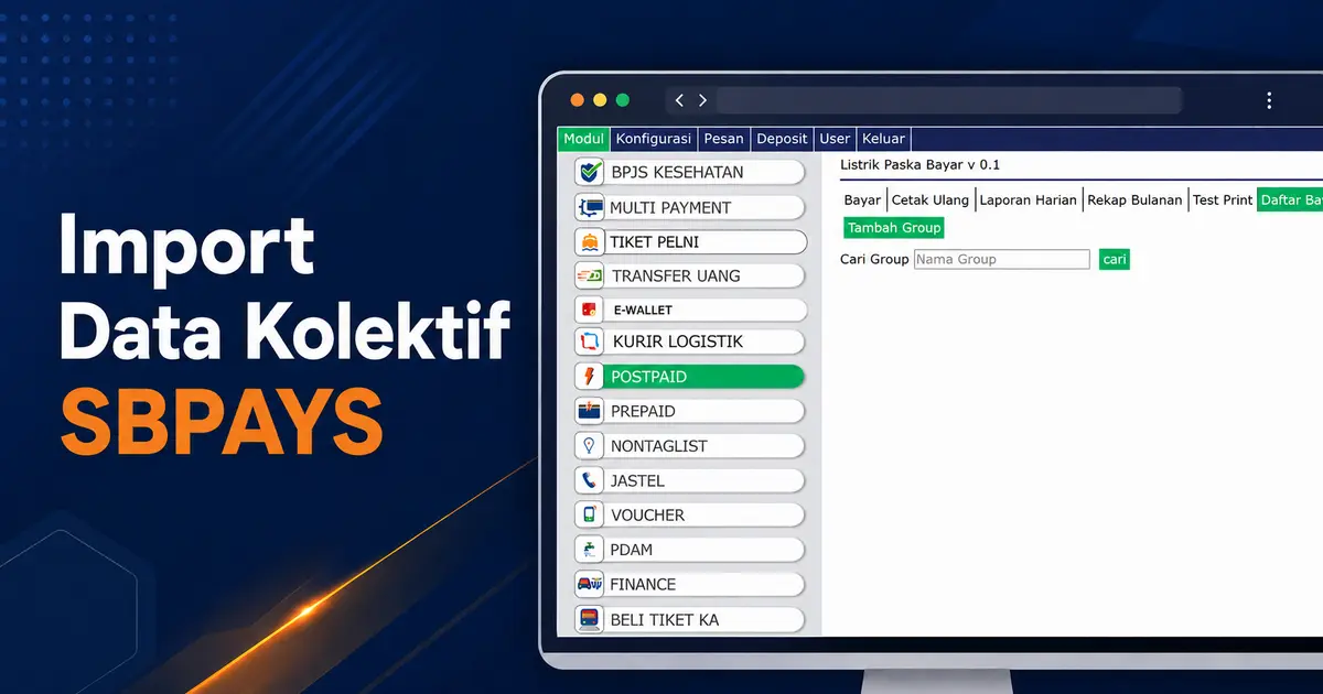 Tampilan aplikasi SBPAYS PC pada menu Daftar Bayar untuk import data kolektif