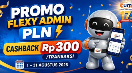 Promo Flexy Admin PLN Agustus 2026 cashback Rp300 per transaksi